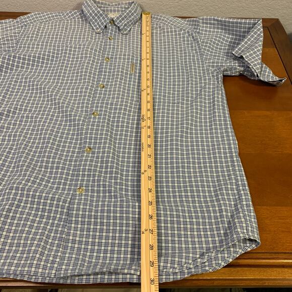 Columbia Men's Short Sleeve Button Down Blue Checkered Shirt Size Large - Picture 5 of 7